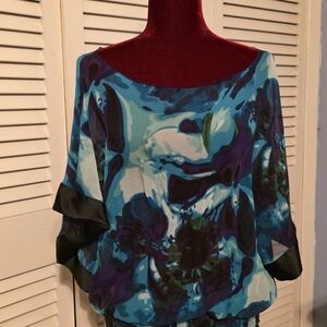Express Vibrant Blue and Purple Printed Blouse